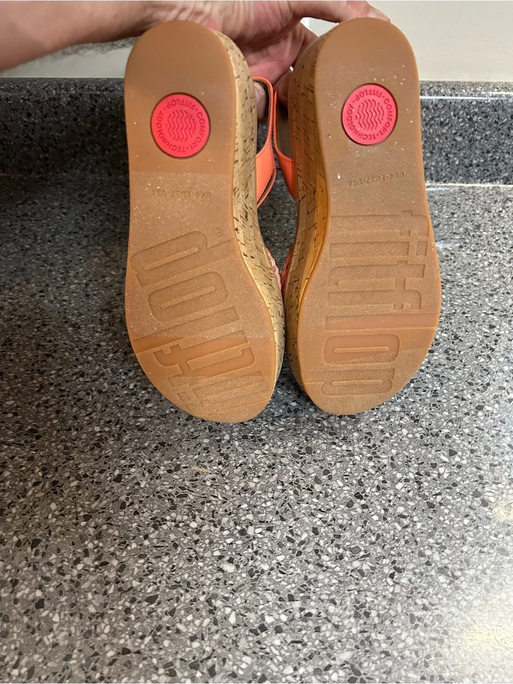 Fitflop Orange Woven Cork Platform Sandals